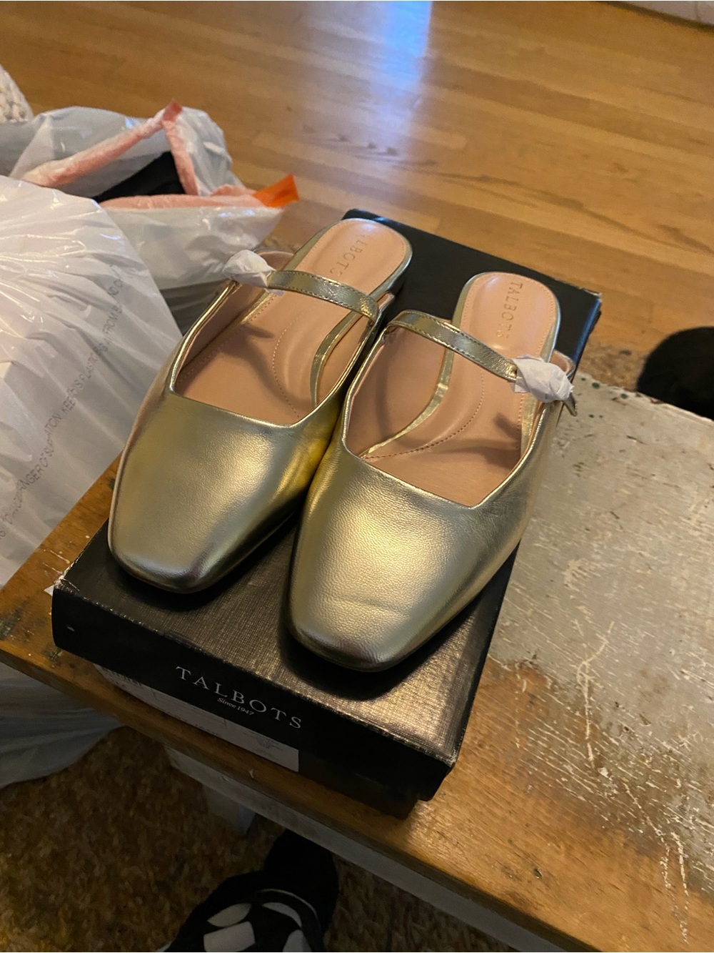 Talbots brand gold alone Mary Jane slip ons . Size 7.